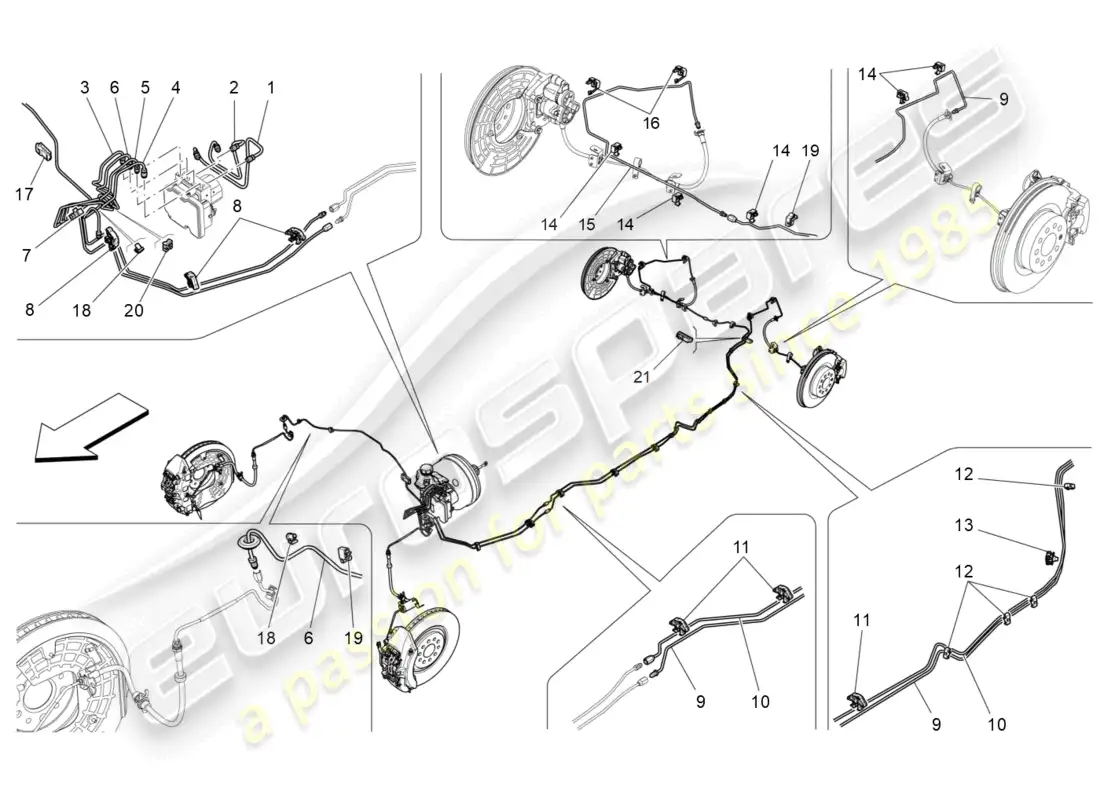 maserati levante (2020) líneas diagrama de piezas