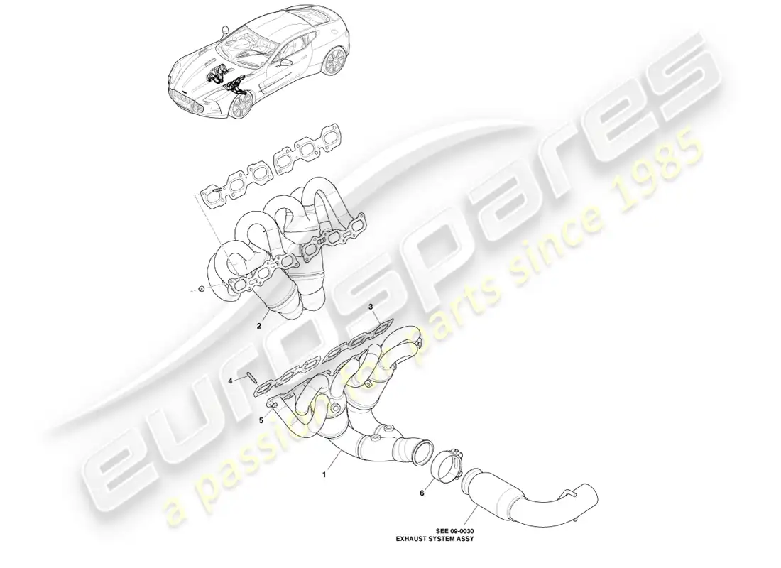 aston martin one-77 (2011) colectores de escape diagrama de piezas