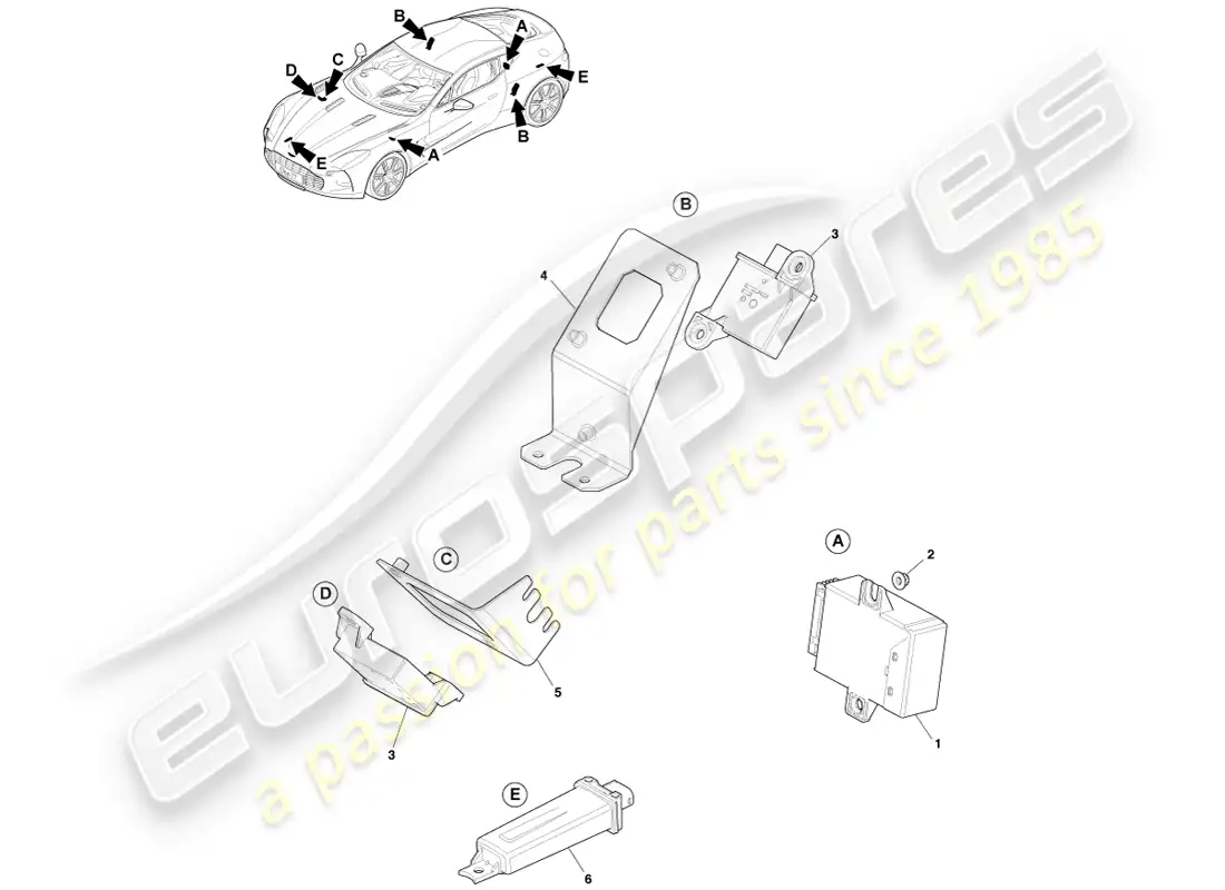 aston martin one-77 (2011) módulo de presión de neumáticos diagrama de piezas