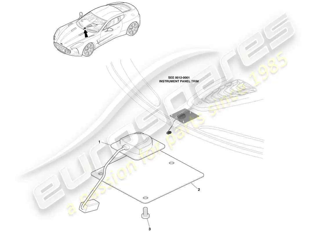 aston martin one-77 (2011) antena gps diagrama de piezas