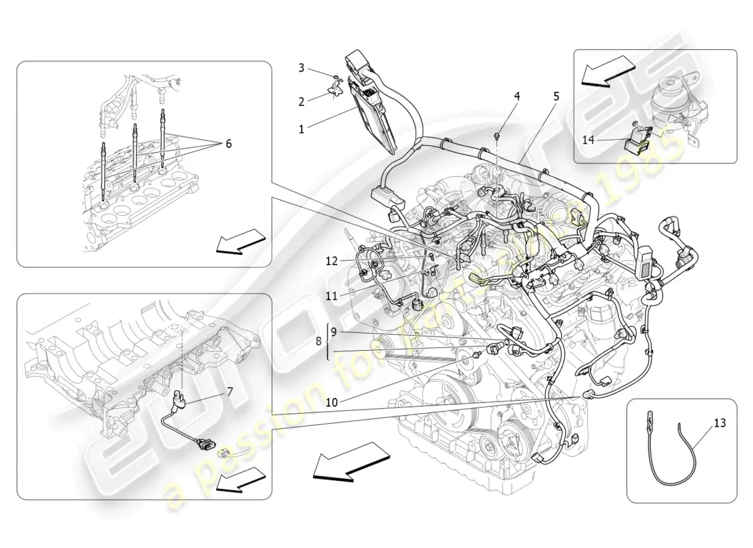 maserati ghibli (2016) control electrónico: control de inyección y distribución del motor diagrama de piezas