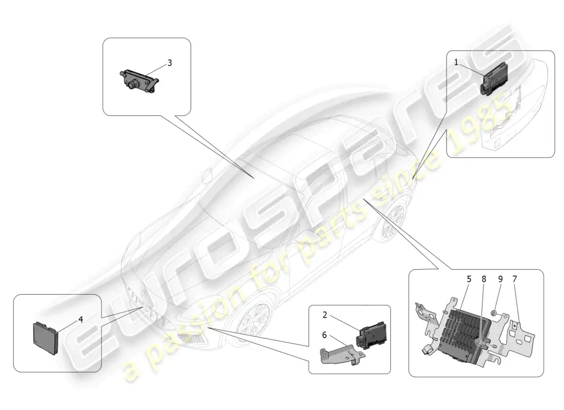 maserati grecale trofeo (2023) sistema de asistencia a la conducción diagrama de piezas