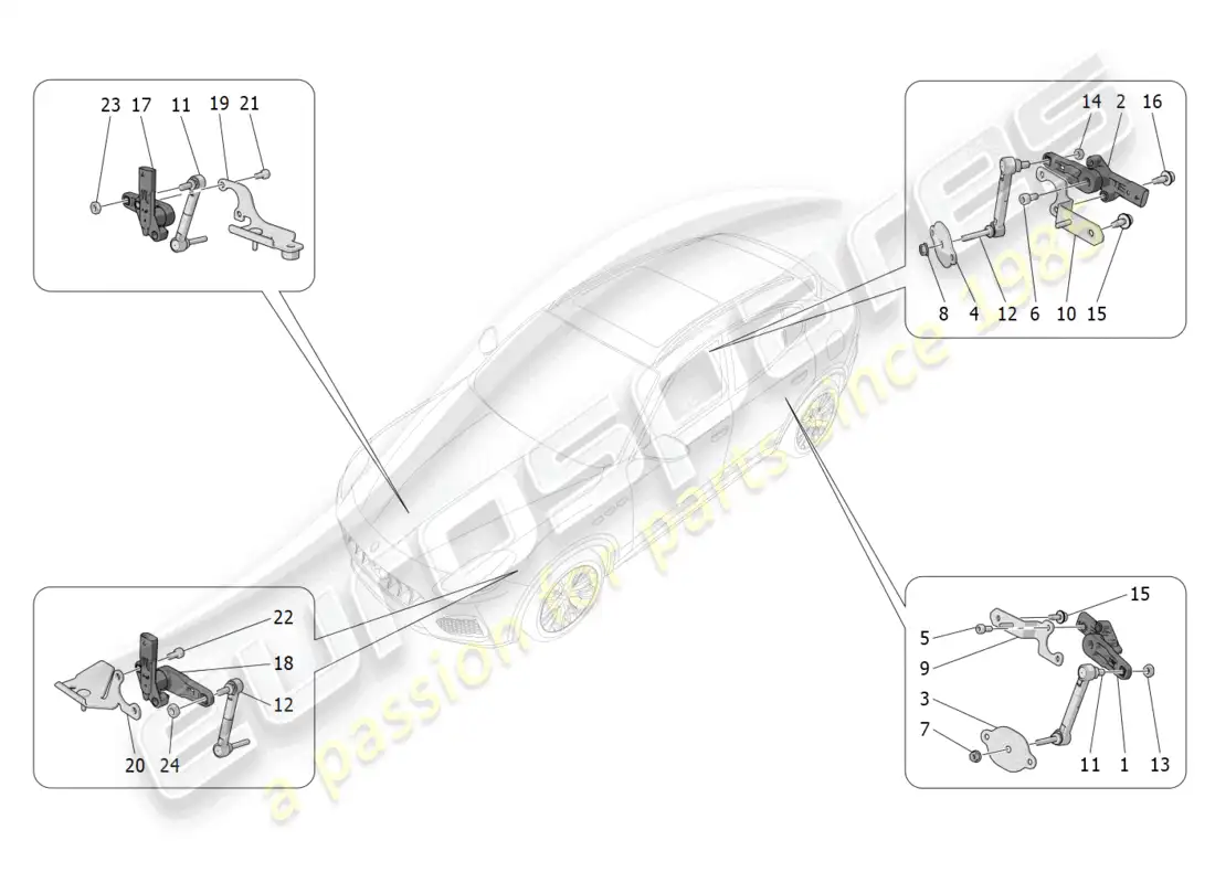 maserati grecale trofeo (2023) control del sistema de iluminación diagrama de piezas