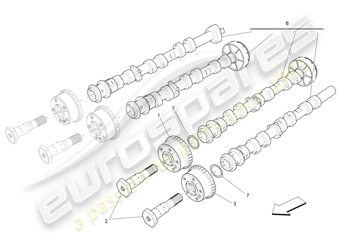maserati levante zenga (2020) árboles de levas de culata izquierda diagrama de piezas
