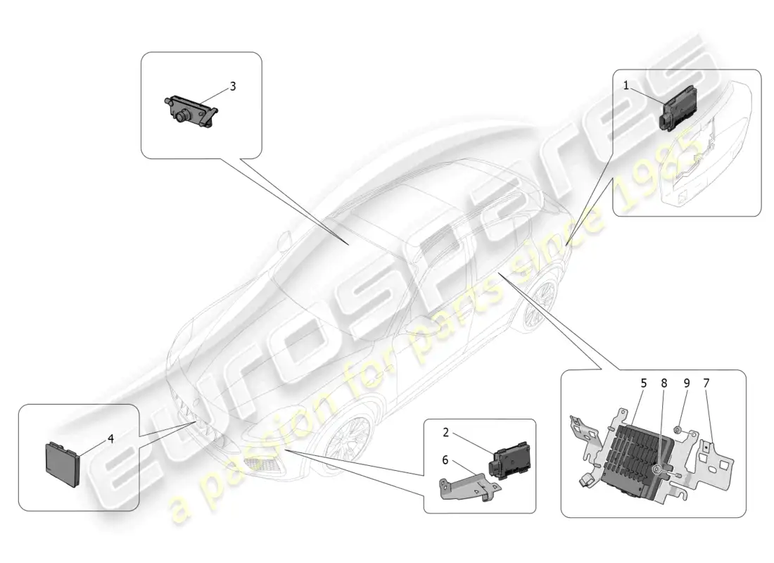 maserati grecale gt (2023) sistema de asistencia a la conducción diagrama de piezas
