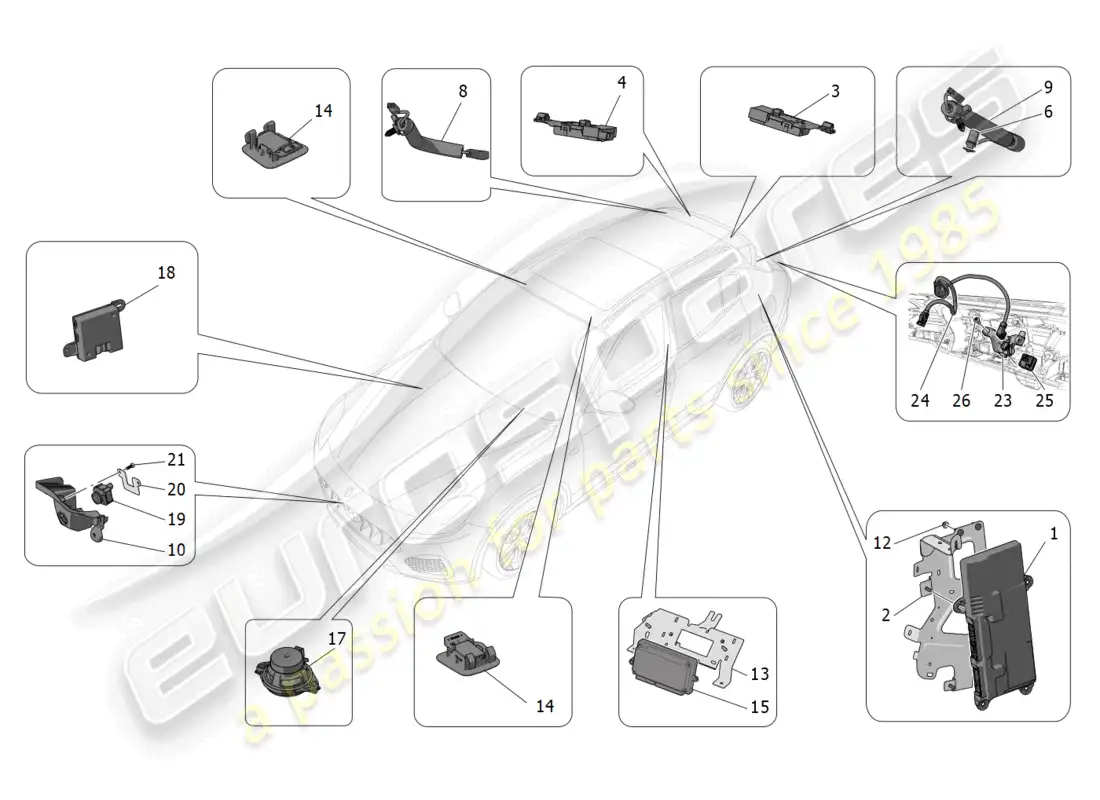 maserati grecale trofeo (2023) sistema de ti diagrama de piezas