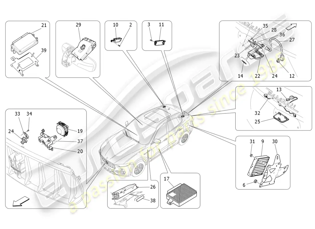 maserati levante modena (2022) sistema de ti diagrama de piezas