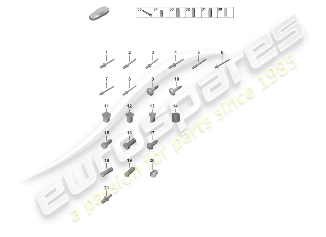 porsche 2022 (992-1 gt3/rs/st) diagrama de piezas de carrocería de automóvil con sujetadores