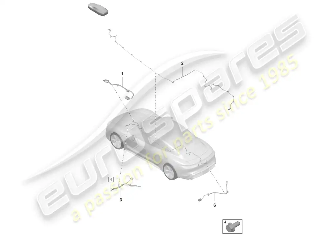 porsche 2021 (taycan 9j1-1) juego de cables para vehículos con estabilización electrónica del balanceo diagrama de piezas