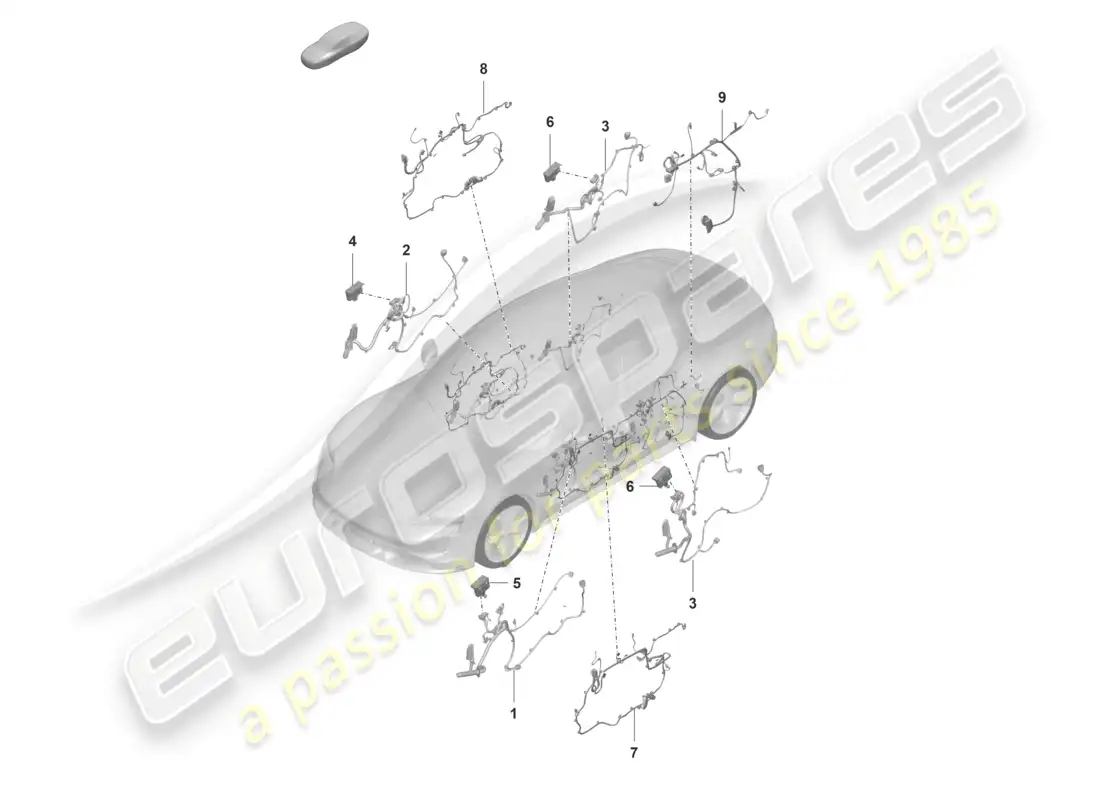 porsche 2021 (taycan 9j1-1) cableado ha. f. panel interior de la puerta diagrama de piezas