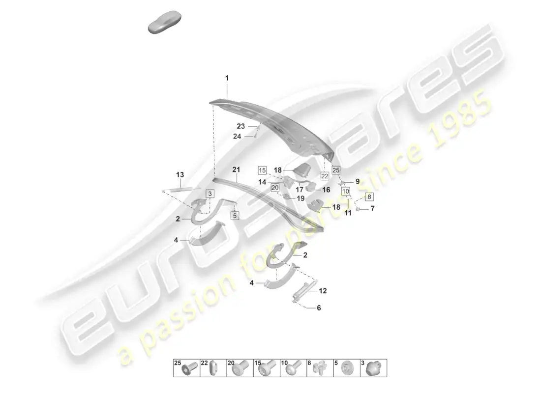 porsche 2020 (taycan 9j1-1) rear lid diagrama de piezas