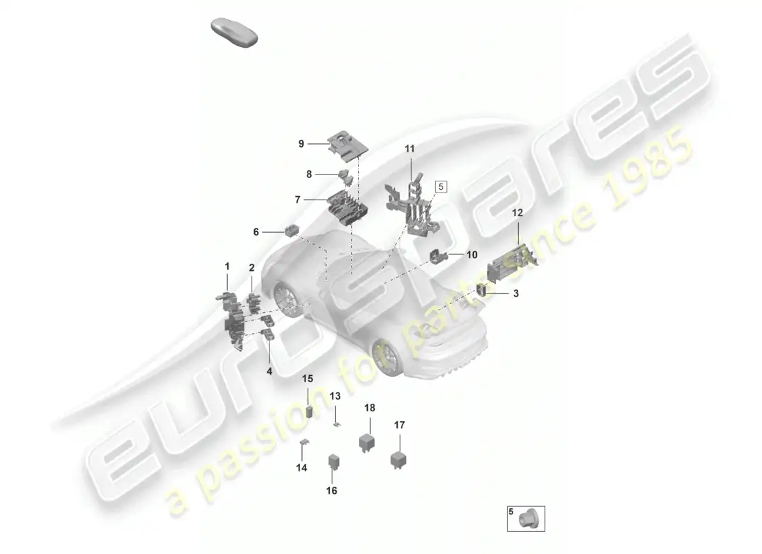 porsche 2024 (992-2 gt3/rs/st) tablero de control eléctrico central diagrama de piezas