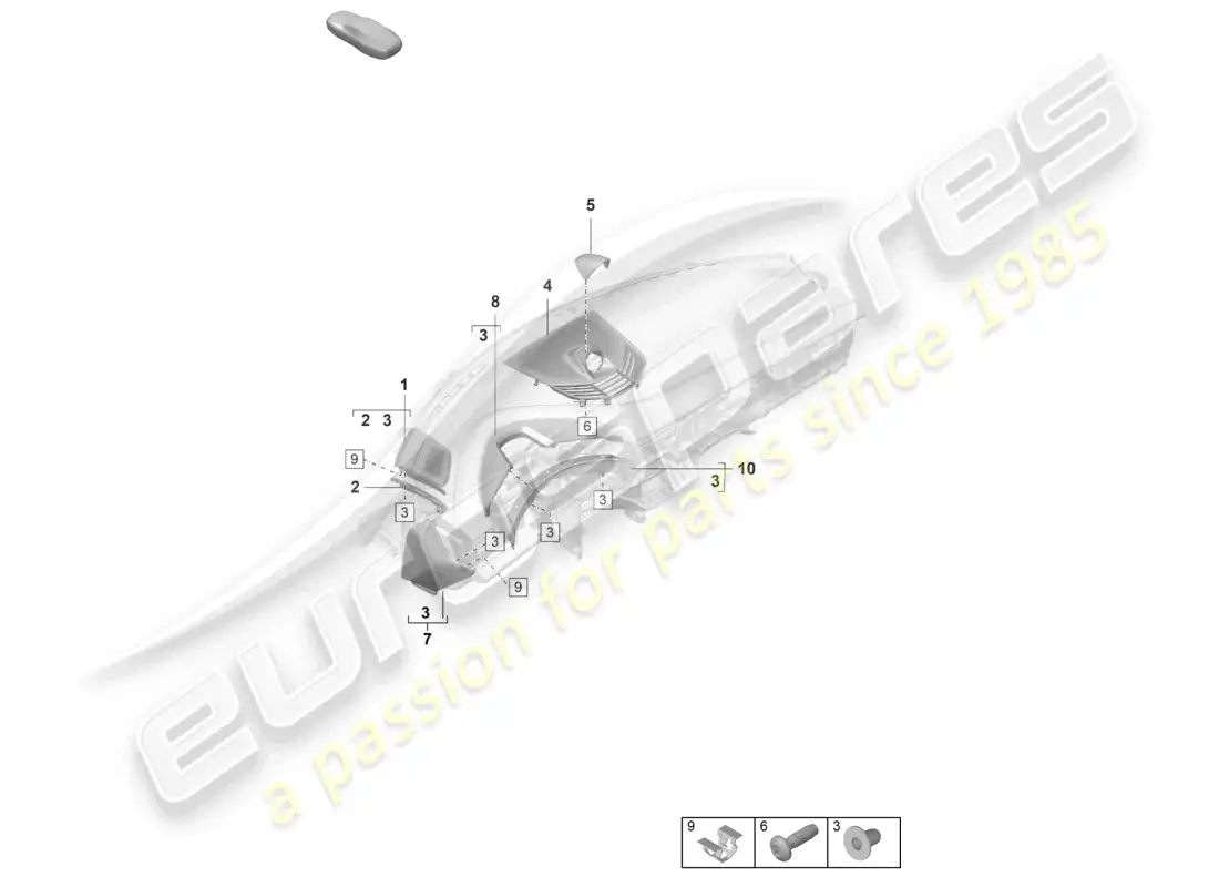 porsche 2020 (taycan 9j1-1) diagrama de piezas del panel de instrumentos superior del lado de la moldura de accesorios