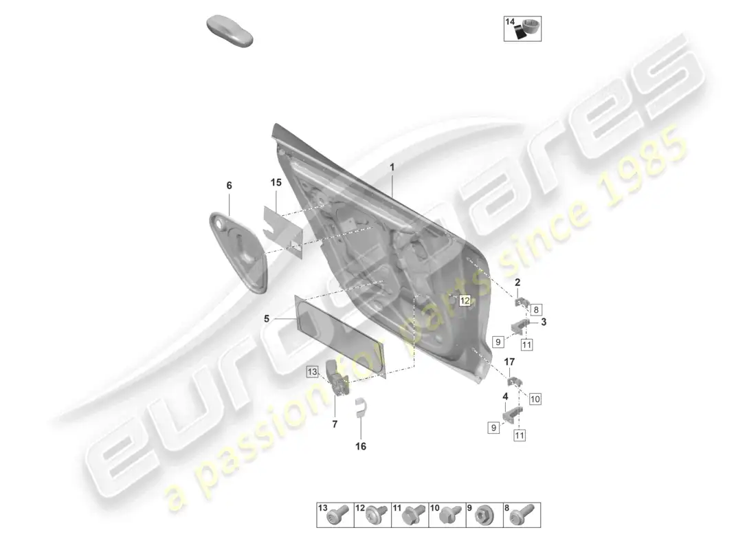 porsche 2020 (taycan 9j1-1) carcasa de la puerta trasera diagrama de piezas