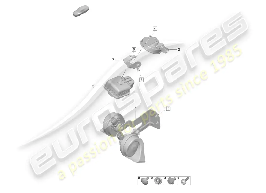 porsche 2023 (taycan 9j1-1) diagrama de piezas del sistema de alarma con bocina de señal de fanfarria