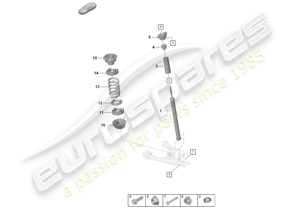 porsche 2020 (taycan 9j1-1) puntal de suspensión completo amortiguadores piezas individuales diagrama de piezas