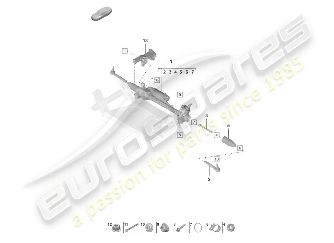 porsche 2020 (taycan 9j1-1) mecanismo de dirección d - mj 2023>> diagrama de piezas