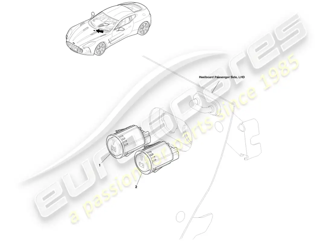 aston martin one-77 (2011) interruptores de encendido/apagado de batería diagrama de piezas