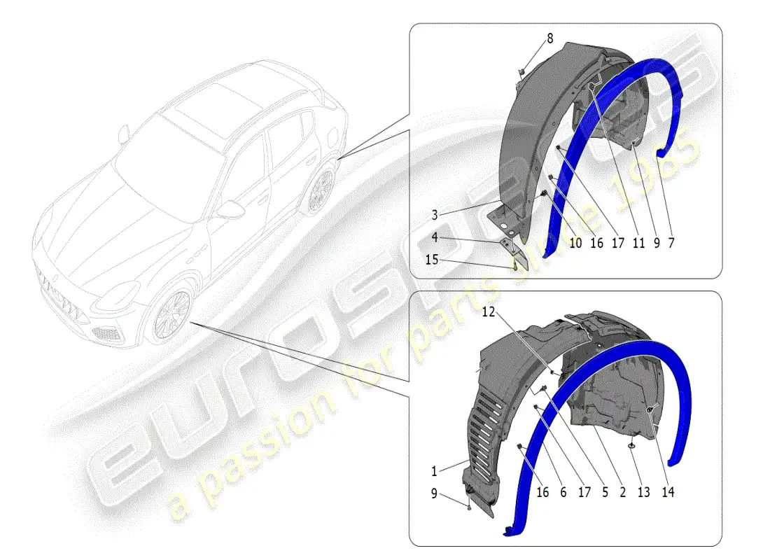 maserati grecale modena (2023) rueda y tapas diagrama de piezas