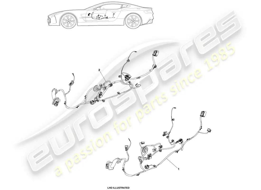 aston martin one-77 (2011) arnés de puerta diagrama de piezas