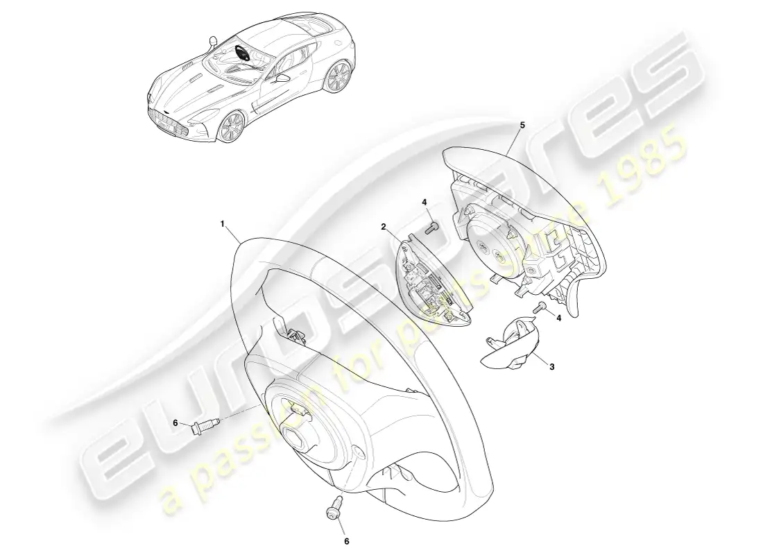 aston martin one-77 (2011) conjunto del volante diagrama de piezas