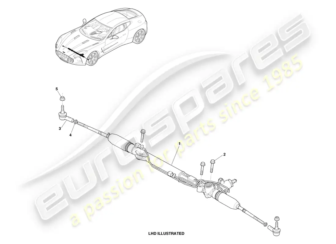 aston martin one-77 (2011) dirección asistida diagrama de piezas