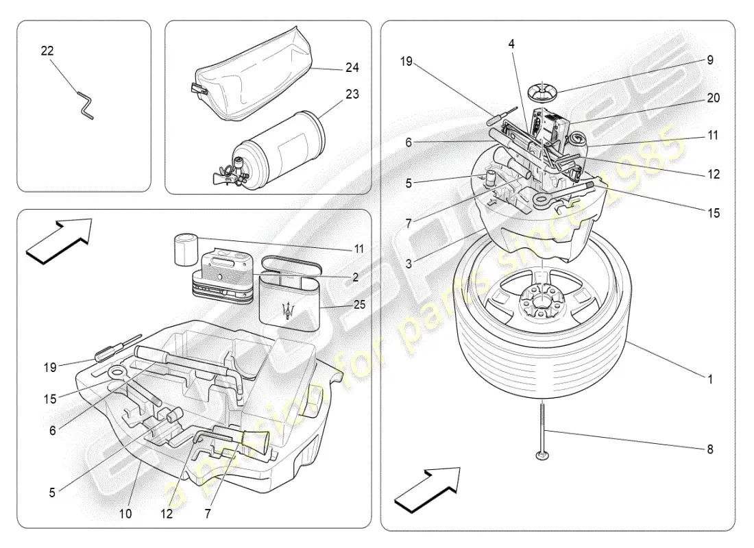 maserati ghibli (2019) diagrama de piezas estándar proporcionado