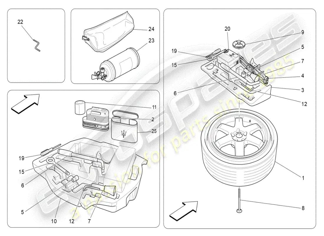maserati ghibli (2019) diagrama de piezas estándar proporcionado