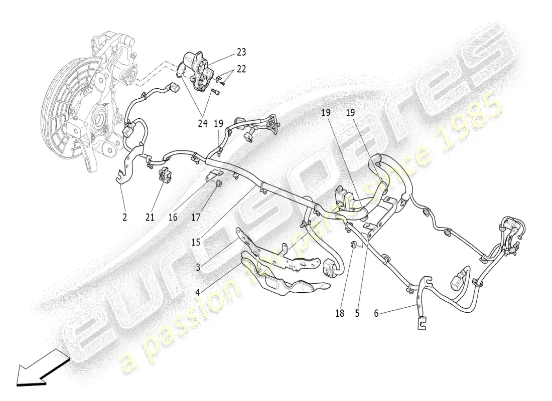 maserati ghibli (2019) diagrama de piezas del freno de estacionamiento