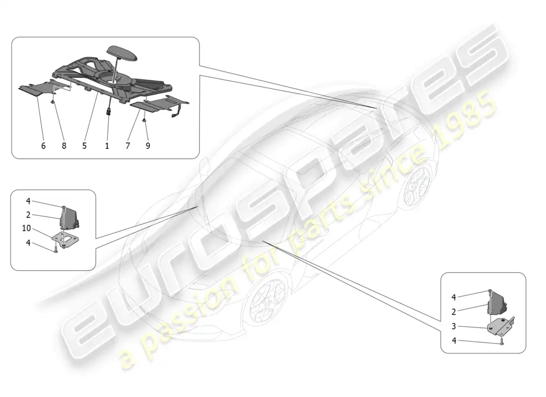 maserati mc20 cielo (2023) sistema de recepción y conexión diagrama de piezas