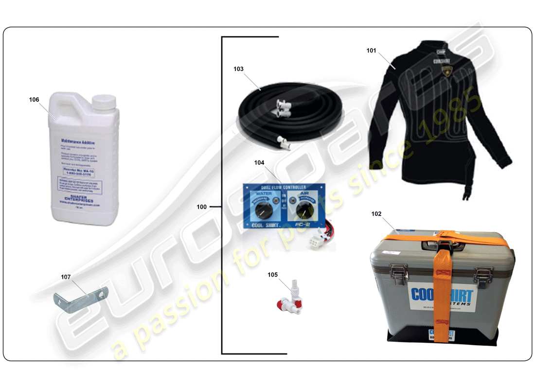 lamborghini super trofeo (2009-2014) kit de camisas frescas diagrama de piezas