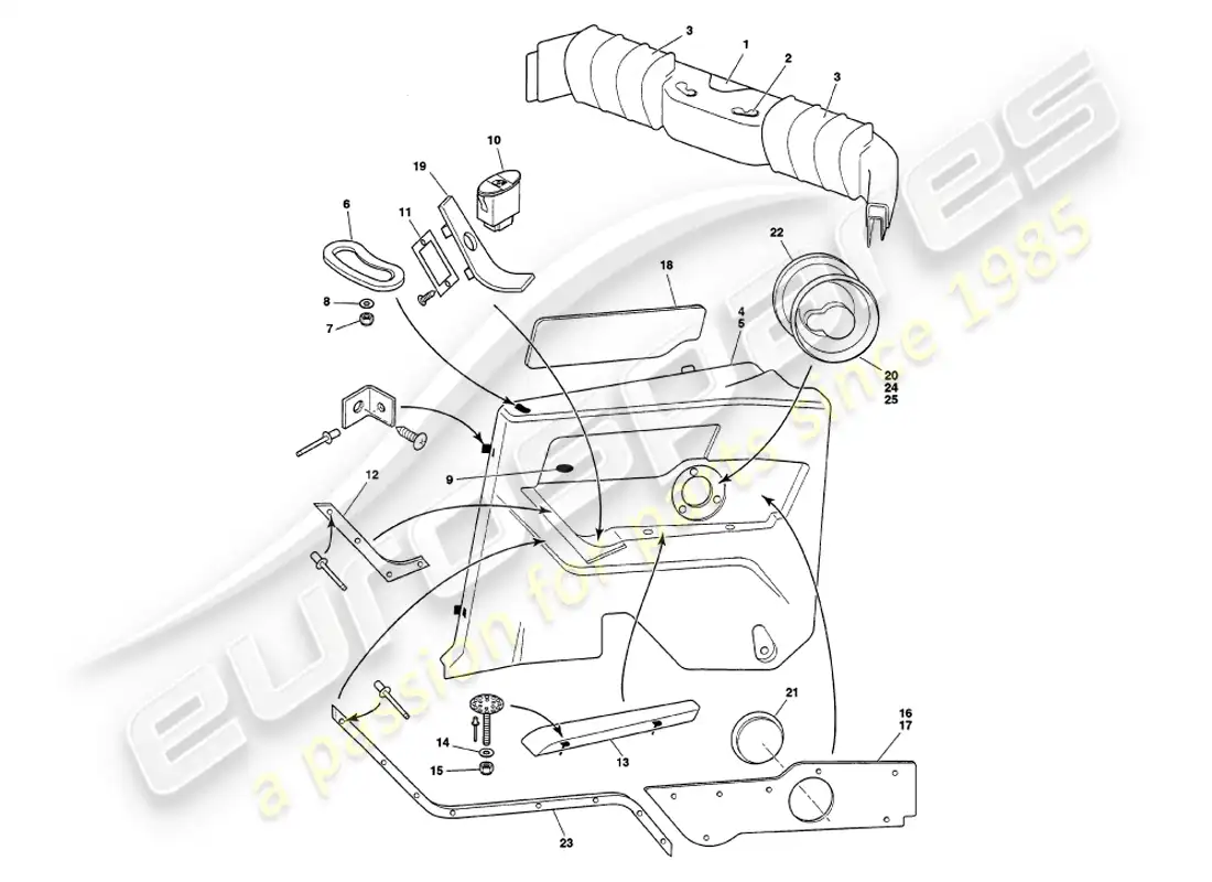 aston martin v8 volante (2000) adorno trasero diagrama de piezas