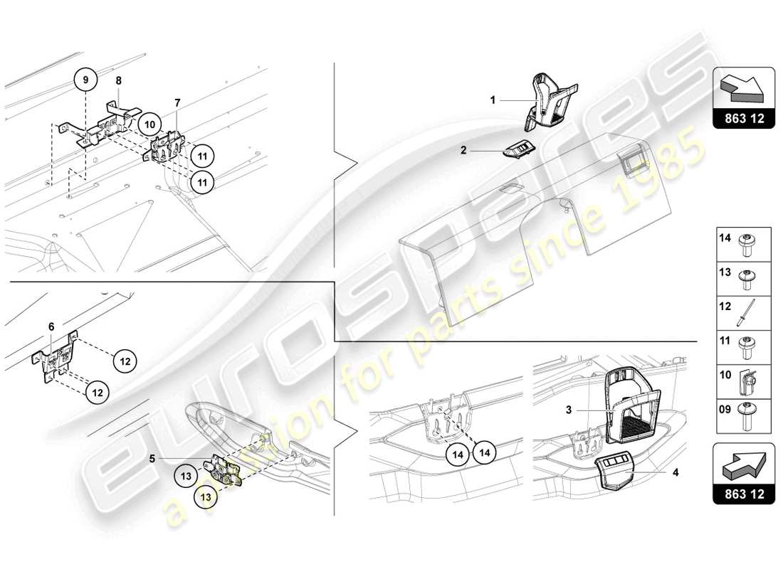 lamborghini 2014 (lp720-4 coupe 50) diagrama de piezas del portavasos