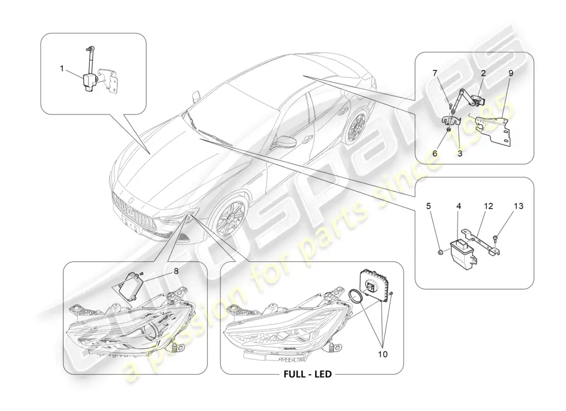 maserati ghibli (2017) control del sistema de iluminación diagrama de piezas