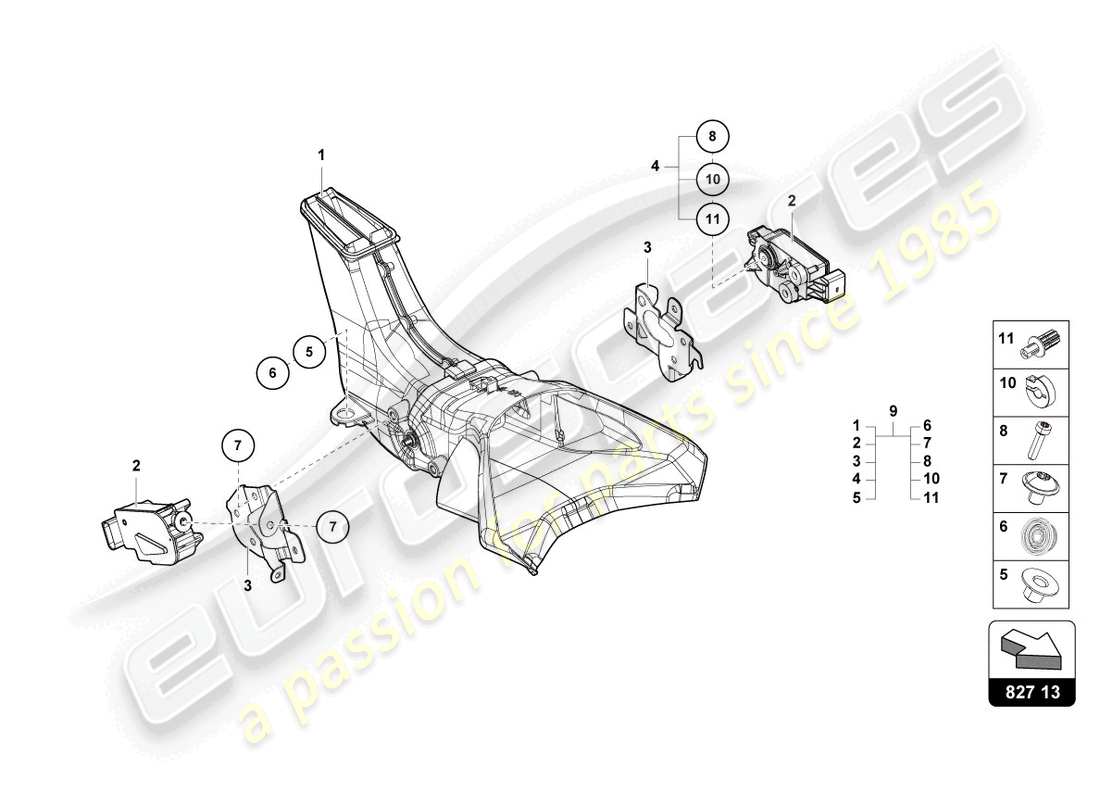 lamborghini lp770-4 svj coupe (2020) piezas de fijación aerodinámica trasera diagrama de piezas