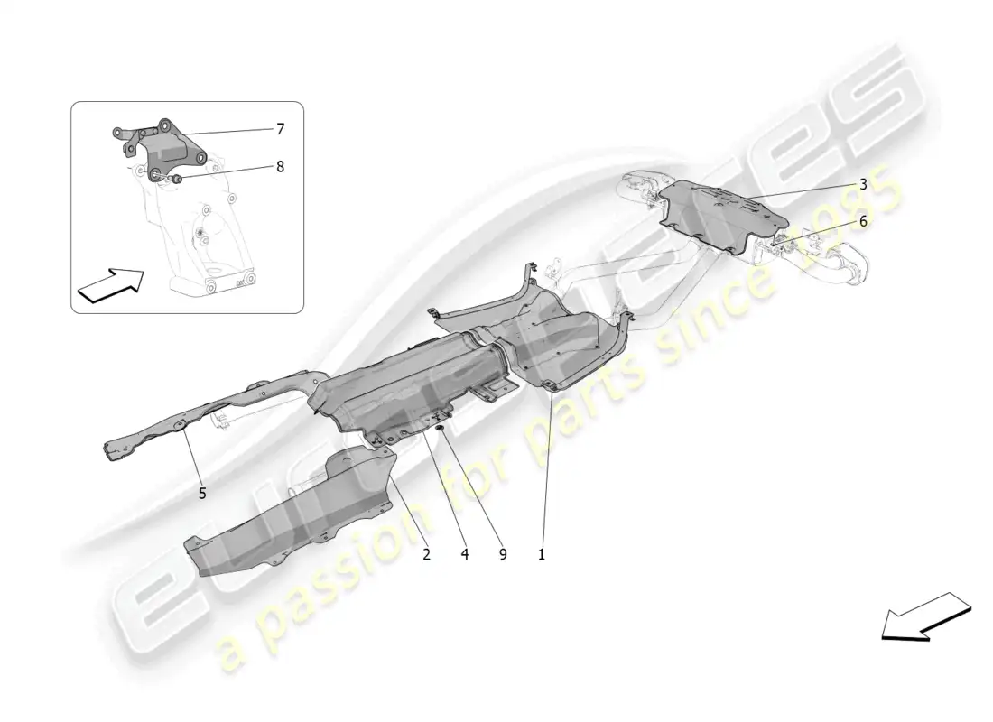 maserati grecale trofeo (2023) paneles aislantes térmicos diagrama de piezas