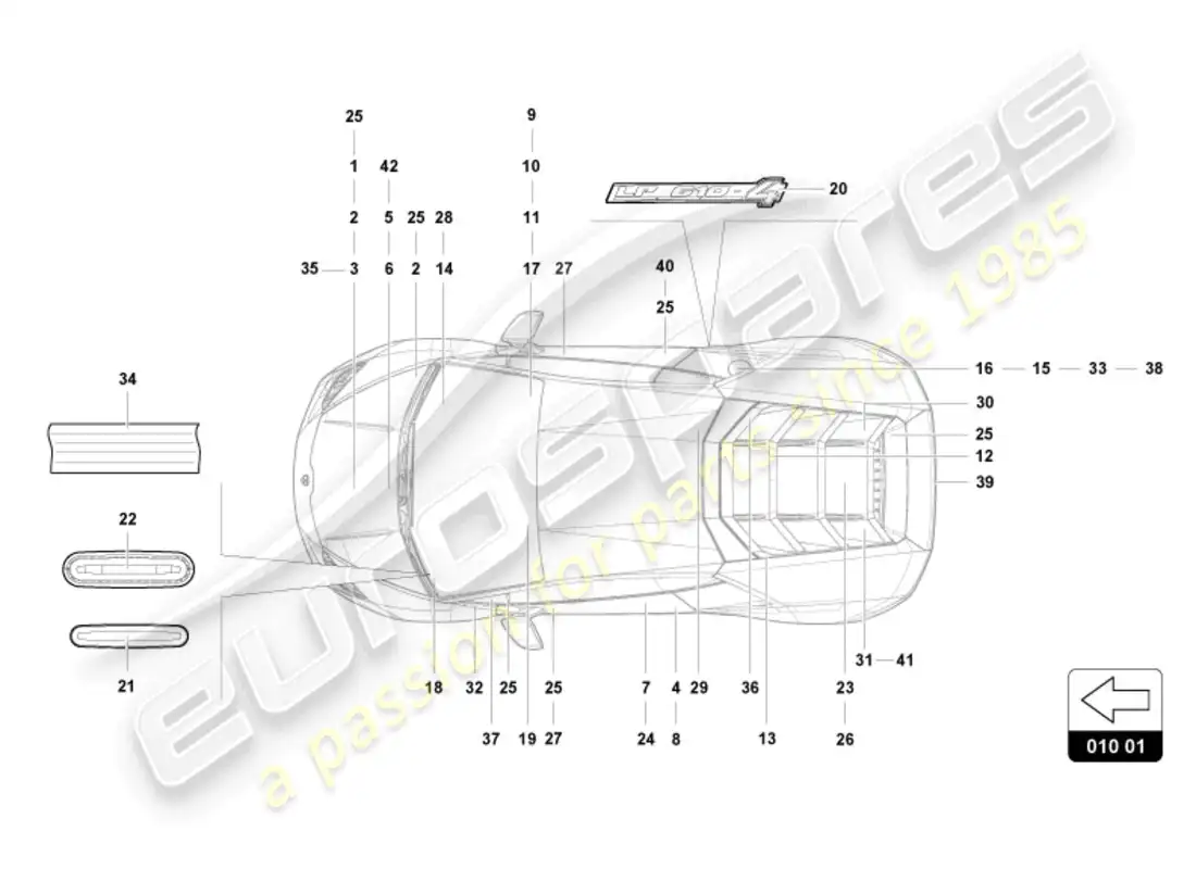 lamborghini tecnica (2024) inscripciones/letras diagrama de piezas