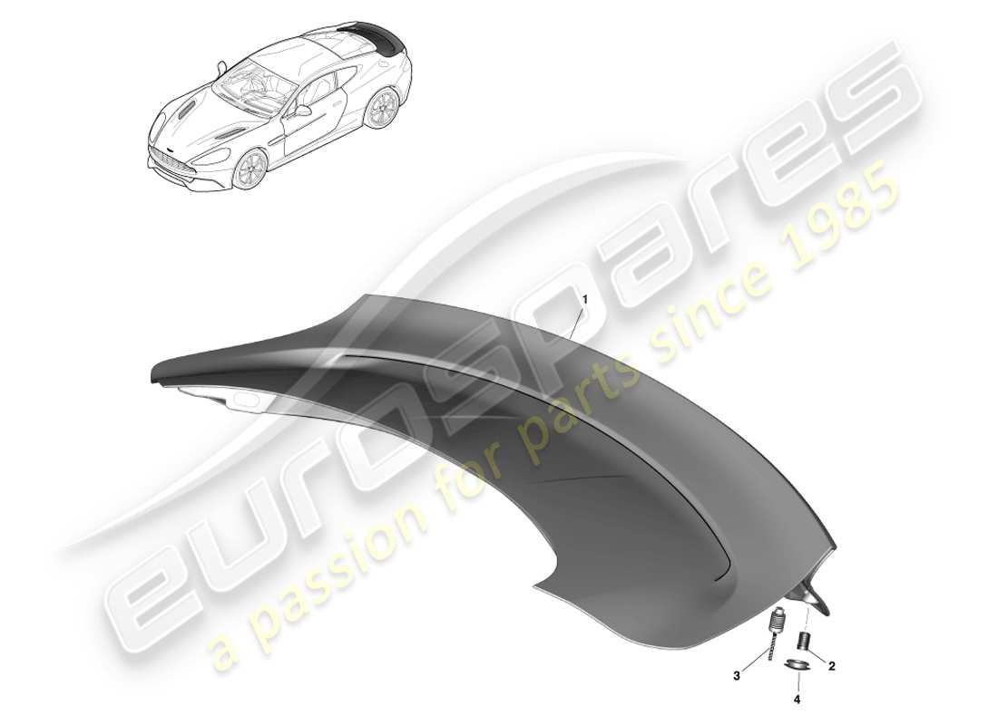 aston martin vanquish (2014) conjunto de portón trasero, cupé diagrama de piezas