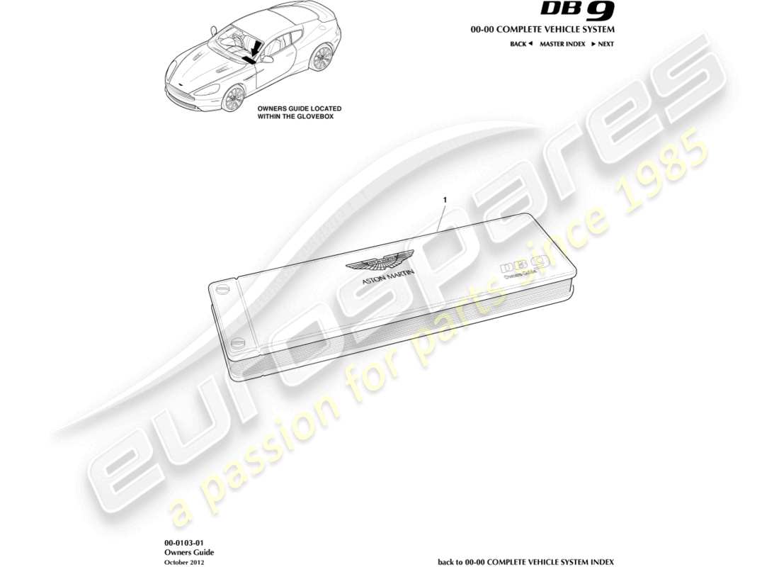 aston martin db9 (2017) guía del propietario diagrama de piezas