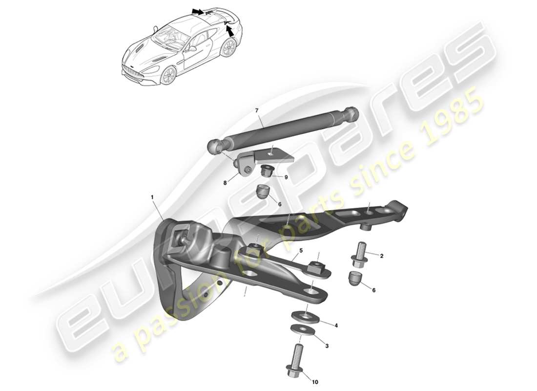 aston martin vanquish (2013) bisagras de tapa de maletero, coupé diagrama de piezas