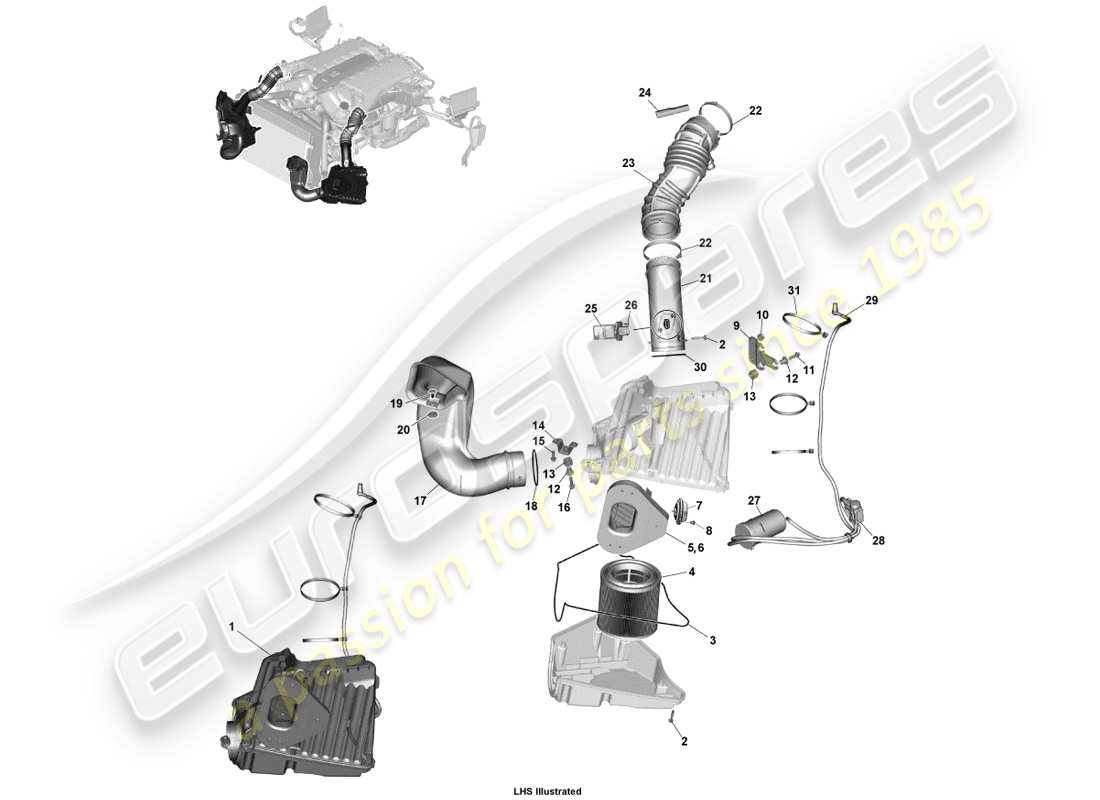 aston martin vanquish (2013) carga de aire diagrama de piezas