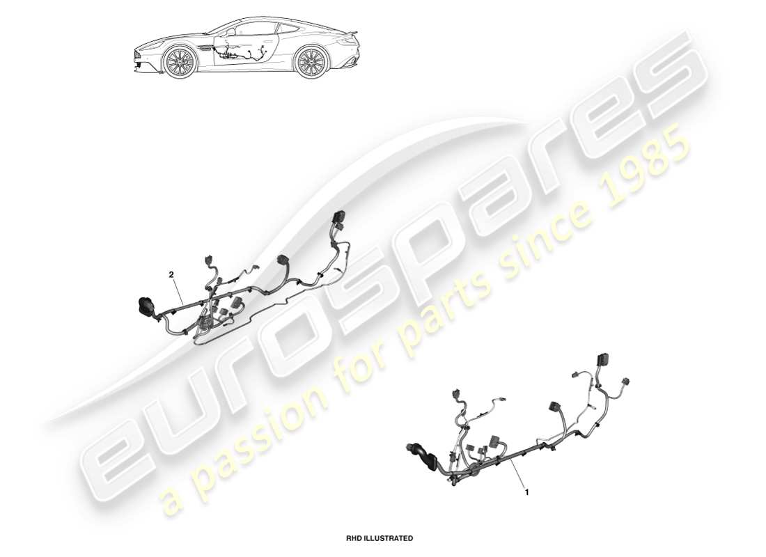 aston martin vanquish (2014) arnés de puerta diagrama de piezas