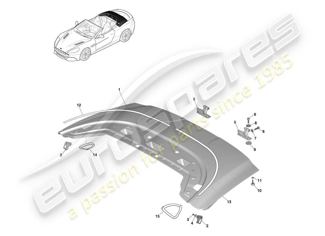 aston martin vanquish (2014) roof opening panel diagrama de piezas