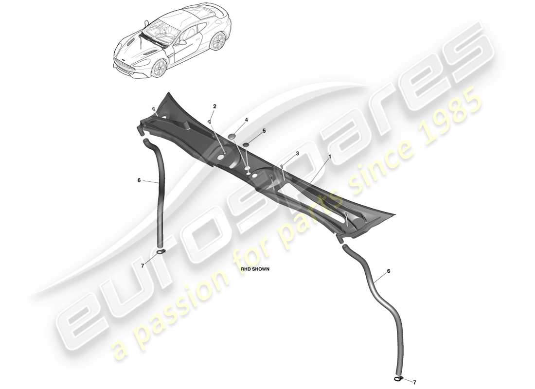 aston martin vanquish (2013) diagrama de piezas del conjunto de malla de hoja