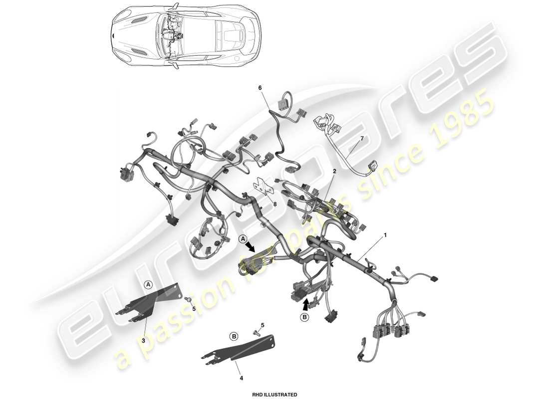 aston martin vanquish (2013) arnés ip diagrama de piezas