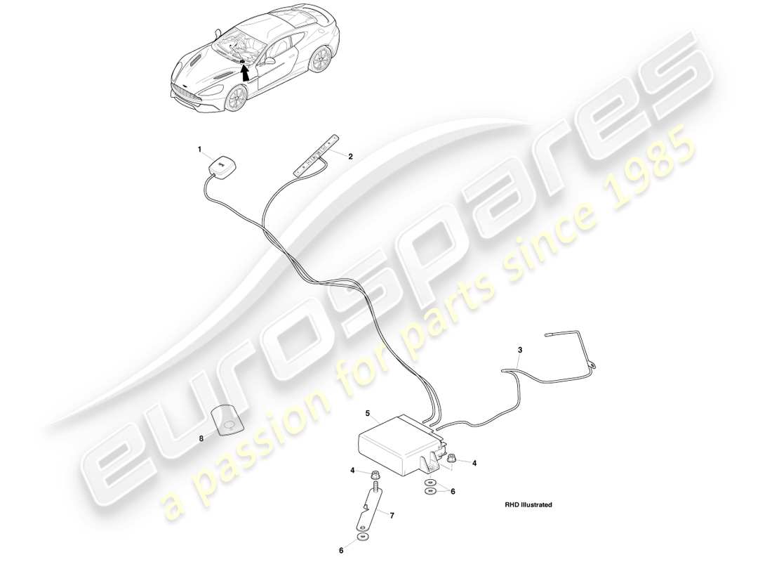 aston martin vanquish (2013) cat-5 rastreador, 14.5my diagrama de piezas