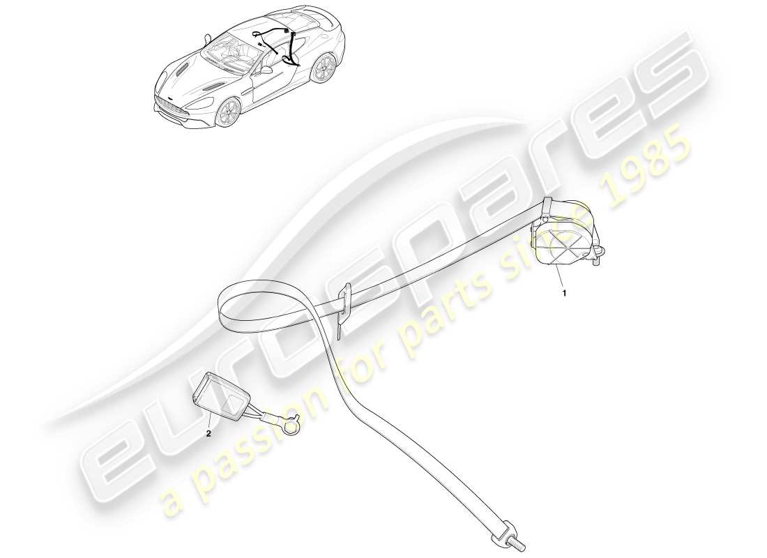 aston martin vanquish (2014) cinturones de seguridad traseros diagrama de piezas