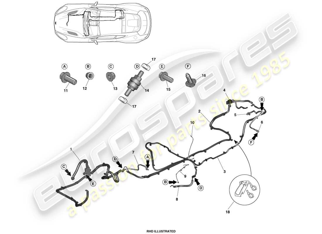 aston martin vanquish (2013) cables de batería diagrama de piezas