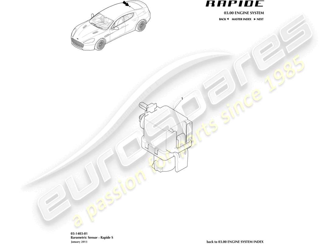 aston martin rapide (2013) sensor barométrico diagrama de piezas