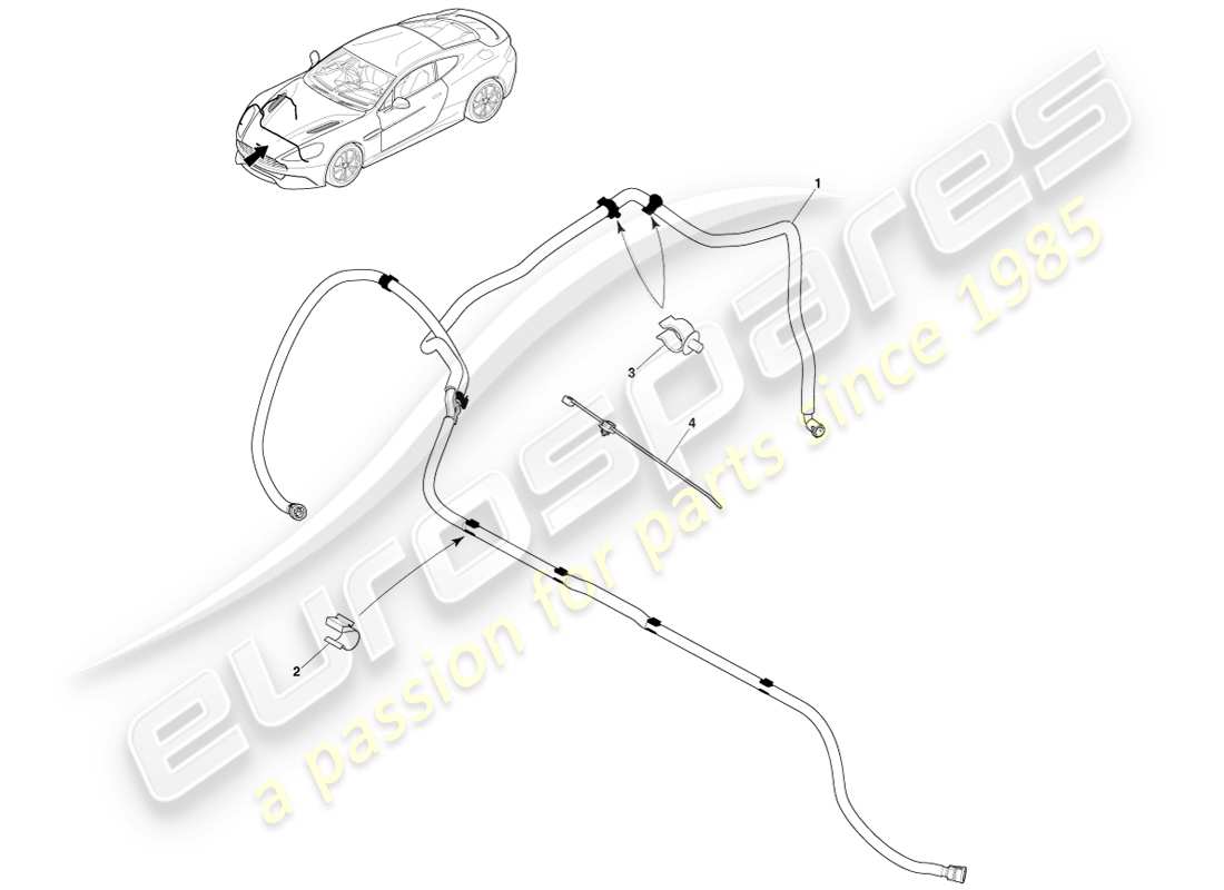 aston martin vanquish (2014) diagrama de piezas de lavado de faros